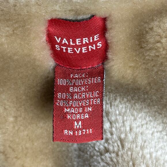 Valerie Stevens Faux Suede Faux Fur Vest Womens Size Medium M Embossed Paisley - Picture 7 of 10